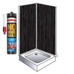 Shower Wall Panel Kit to cover 2 x 1000 Walls 5mm Black String 200MM Wide