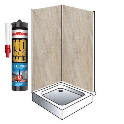 pergamon-marble 5mm panels-500x500 Shower Wall Panel Kit to Cover 2 x 1000 Walls 5MM Pergamon Marble 250MM Wide