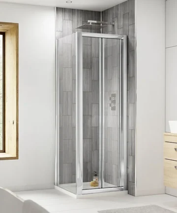 Square Bi-Fold Pacific Enclosure inc. Shower Tray 900 x 900mm