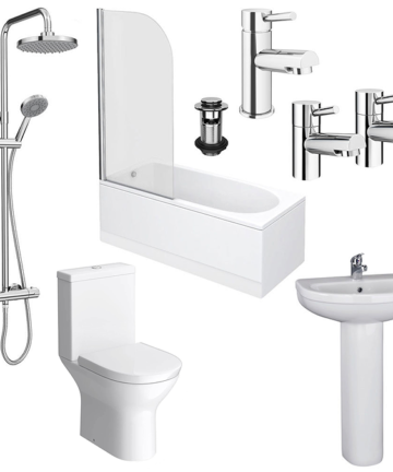 Ivo Complete Modern Bathroom Package 1600 x 700 Bath