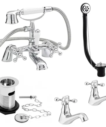 Traditional Viscount Bath Shower Mixer Pack - Chrome