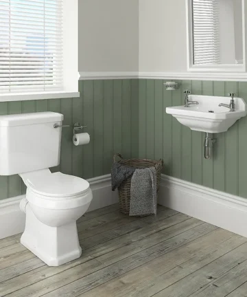 Carlton Traditional Cloakroom Suite - Close Couple Toilet & Wall Hung Basin