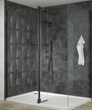 Black 800mm Wet Room Screen 2000mm Height with Easy Clean Glass