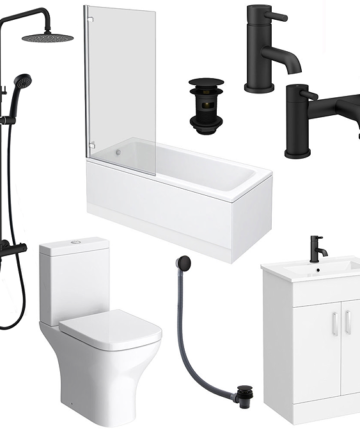 WWP Matt Black Modern Bathroom Package