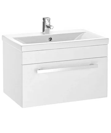 600 x 400mm Wall Mounted Mid Edge Basin & Cabinet - Gloss White
